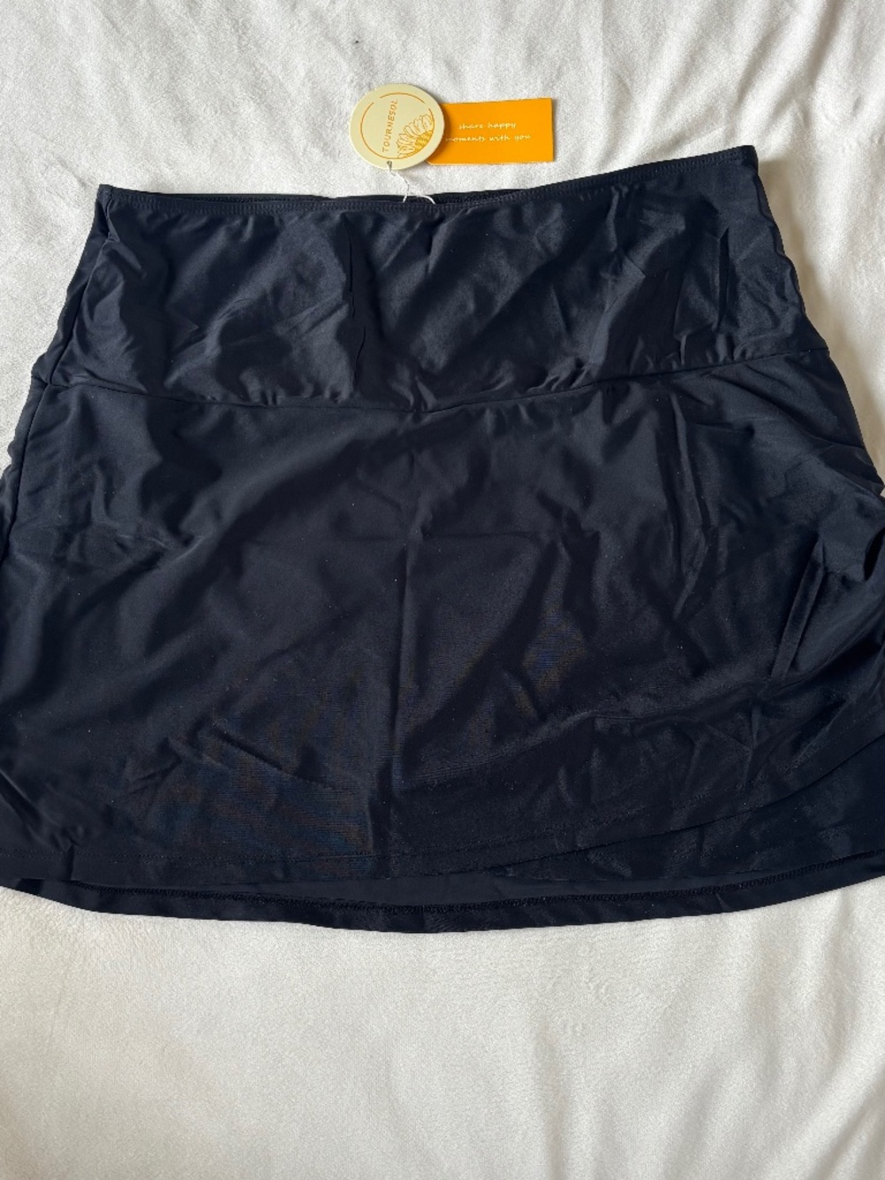 Tournesol Bikini Bottom Attached Skirt Solid Black Swim Women Plus Size XXL NWT